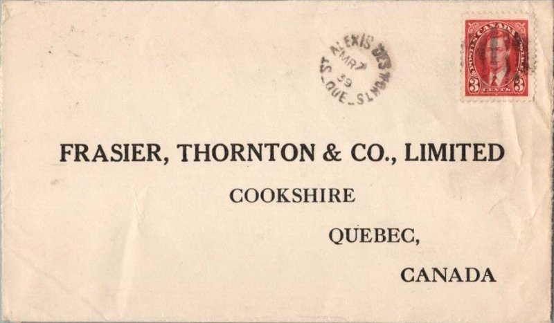 Canada 3c KGVI Mufti 1939 St. Alexis des Monts, Que. split ring to Cookshire,...