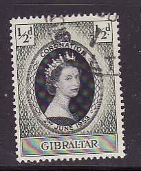 Gibraltar-Sc#131- id4-used QEII set-Omnibus-Coronation-1953-
