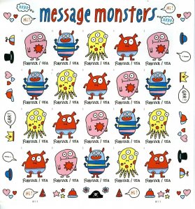 NDC 2021 MESSAGE MONSTERS #5639c MINT IMPERF PANE, NO DIE CUTS, VF