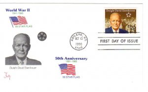 US 2513 25c Eisenhower (34th President) single on FDC Faith Cachet ECV $12.50