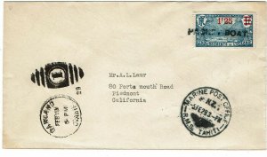 French Oceania 1929 Marine Post Office RMS Tahiti cancel on cover to the U.S.
