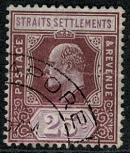 S. SETTLEMENTS KE VII 1906-12 25c Du & Br PURPLE VFU SG161 Wmk.MCCA P.14 VGC