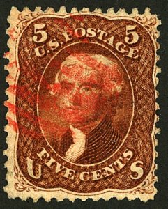 U.S. #75 USED RED CANCEL