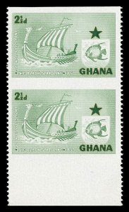 Gold Coast 1957 QEII 2½d Viking Ship IMPERF BETWEEN vertical pair MNH. SG 182a.