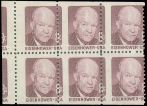 US SCOTT #1395d Block/6, Miscut/Misperf Error, Part of a Booklet Pane (SK)