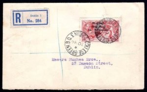 1922 Thom 5/- rose-red on a Nov. 1923 registered O'Donnell cover within Dublin