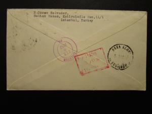 Turkey 1953 Abdulhak Hamid FDC / Cacheted / Registered to NY/Open at Top - Z7017