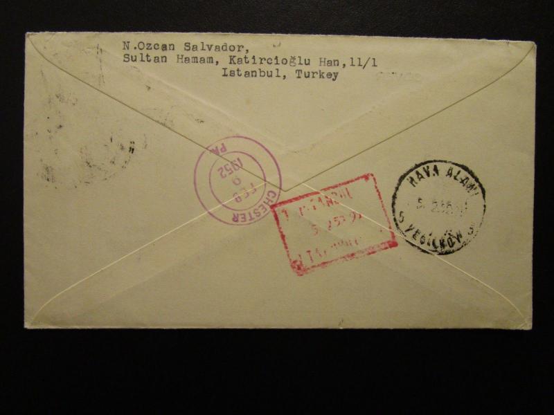 Turkey 1953 Abdulhak Hamid FDC / Cacheted / Registered to NY/Open at Top - Z7017