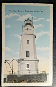 1917 Ashland WI To Christiania Norway Breakwater Lighthouse RPO Cover