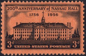 SC#1083 3¢ Nassau Hall, 200th Anniversary (1956) MNH