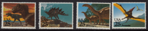 United States #2422-2425 Dinosaurs Strip of 4, MNH, at face value