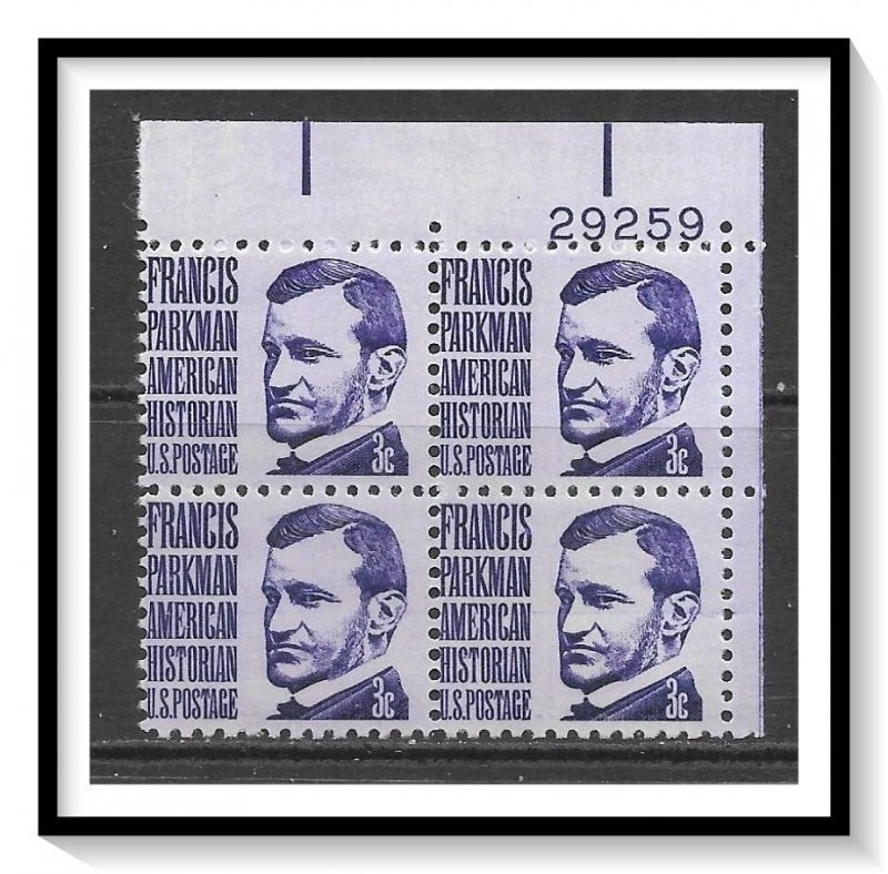 US #1281 Francis Parkman Plate Block MNH