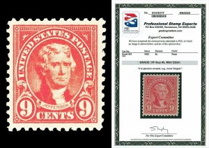 Scott 561 1923 9c Rose Jefferson Perf 11 Mint Graded XF-Sup 95 NH with PSE CERT!