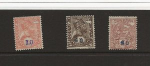 Ethiopia 1905 Surcharges sg. 44, 46, 48 MH