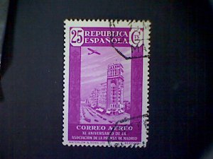 Spain, Scott #C79, used (o), 1936, Press Building, 25cts, magenta