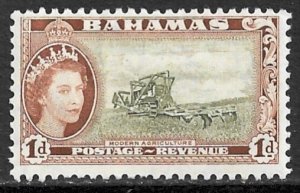 BAHAMAS 1954 QE2 1d Modern Agriculture Pictorial Sc 159 MH