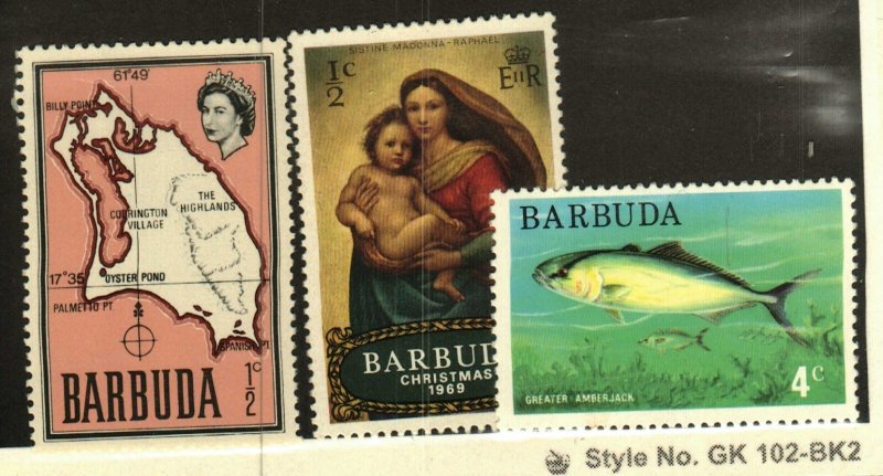 Barbuda #12, 39, 174 MNH fish, Christmas