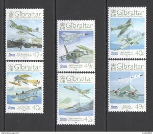 2008 Gibraltar Aviation Wwi World War I 90Th Royal Air Force Set ** Pm138