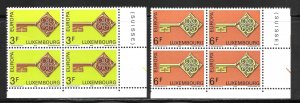 Luxembourg Scott 466-67 MNHOG Blocks of 4 - 1968 EUROPA Issue - SCV $3.60