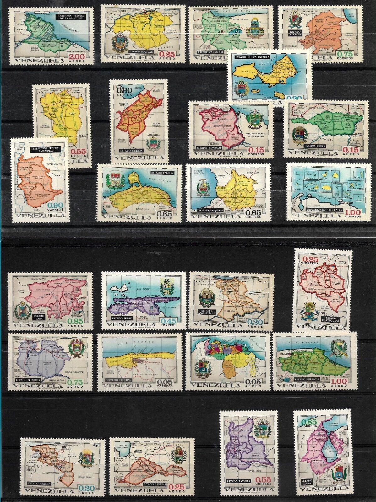 Venezuela 1970 1971 Maps of Venezuelan States Provinces 25 Values Mint ...