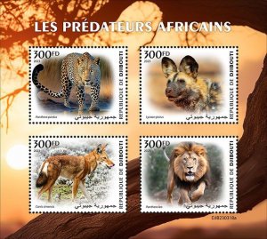 DJIBUTI - 2023 - African Predators - Perf 4v Sheet - Mint Never Hinged