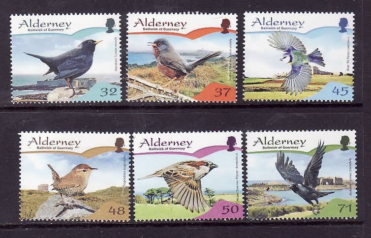 Alderney-Sc#297-302-unused NH set-Birds-2007-