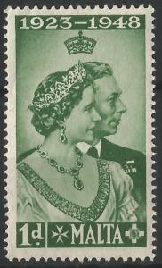 Malta 1948 George VI Royal Silver Wedding Stamp Unmounted Mint