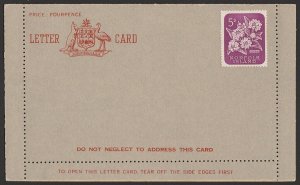 NORFOLK ISLAND Postal Stationery ca1954 Formular stampless Lettercard. ACSC FLC3