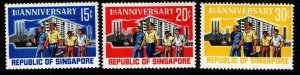 SINGAPORE SG89/91 1966 ANNIVERSARY OF REPUBLIC MTD MINT