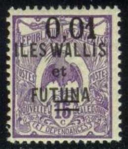 Wallis and Futuna # 29 Kagu Bird Surcharged, Unused (0.55)