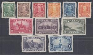 Canada Sc 217-227 MLH. 1935 KGV definitives cplt, fresh & F-VF