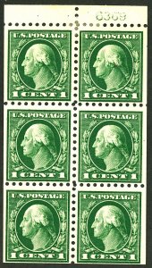 U.S. #424 MINT PL# BOOKLET PANE OF 6 OG HR