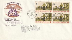 US 1479 8c Drummer Boy blk 4 on FDC Farnam Cachet ECV $12.50