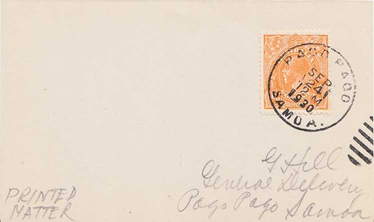 American Samoa Australia 1/2d KGV 1930 Pago Pago, Samoa Postcard Printed matt...