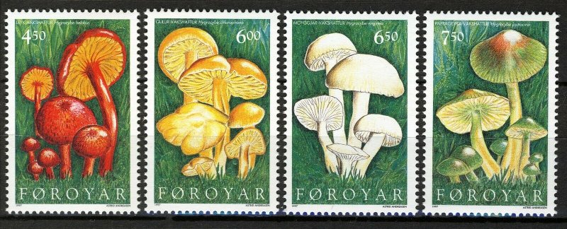 Faroe Islands 1997, Mushrooms full set MNH Mi 311-14 cat 6,5€, Sc 315-18