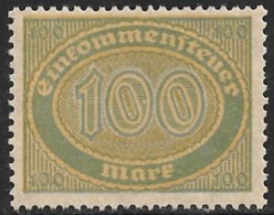 GERMANY 1920-22 100m INCOME TAX Revenue Erler No.H10b MNG