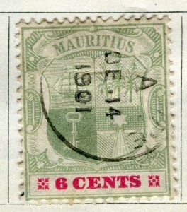 MAURITIUS; 1893 early classic QV issue Mint hinged 6c. value