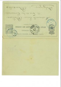 aa0032 - BELGIAN Congo - POSTAL HISTORY - Double STATIONERY CARD from BOMA 1895-