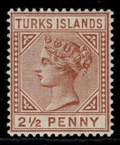 TURKS & CAICOS ISLANDS QV SG56, 2½d red-brown, M MINT. Cat £48.