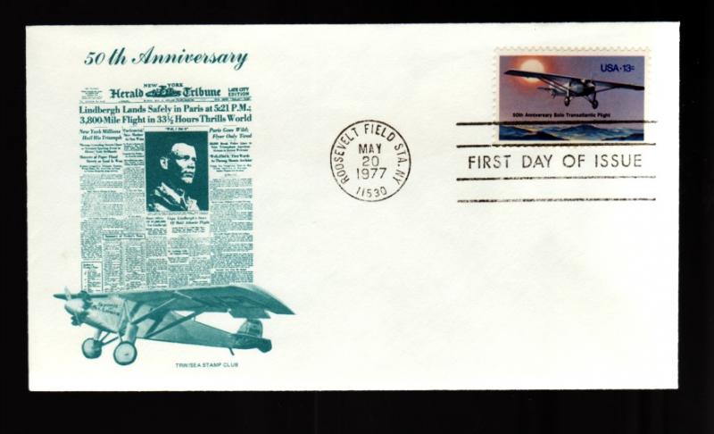 U S 1710 Charles Lindbergh FDC TRW/SEA Stamp Club!