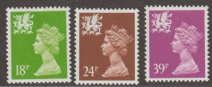 Great Britain Wales Scott#WMMH34cb,45,57 SG# W48,59,69 1991 QEII MNH