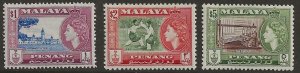 Malaya-Penang 53-55  1957  3 values VF Mint hinged