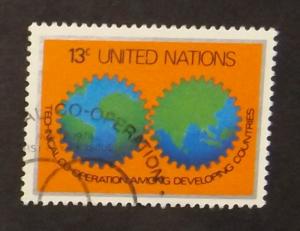 UN # 302,  13c Hemispheres as Cogwheels, multicolored - USED (8209)