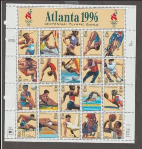 U.S. Scott #3068 Atlanta Summer Games Stamps - Mint NH Sheet - Top Middle Plate