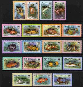 TUVALU - 1980 - OFFICIAL o/p on Fish - Perf 19v Set - Mint Never Hinged