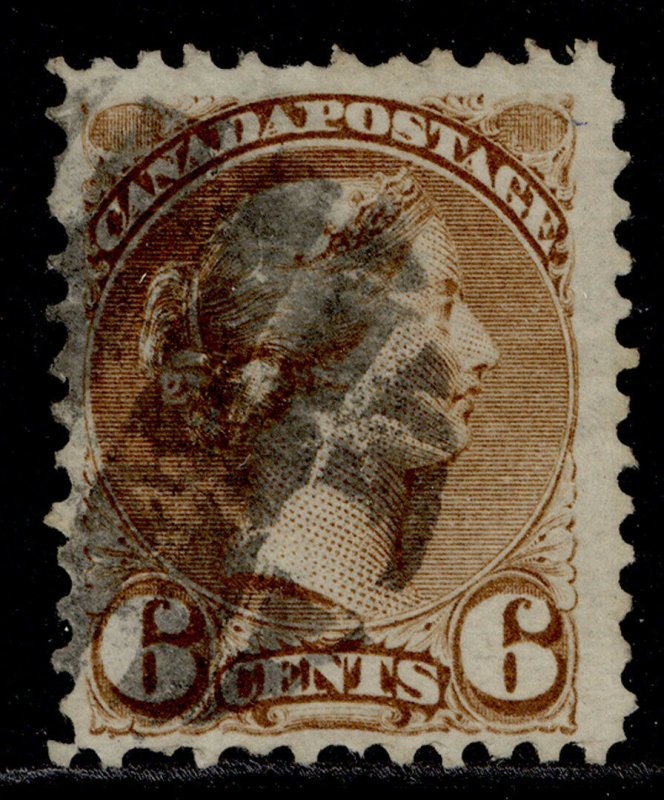 CANADA QV SG86, 6c yellowish brown, USED. Cat £24. 