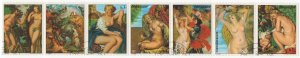 Paraguay 1977 used Sc 1710 Paintings by Peter Paul Rubens Strip of 7