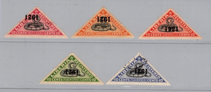 KAPPYSTAMPS  LIBERIA 1921 Overprints Fine USED AND MINT HINGED G534