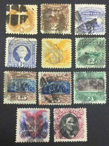 MOMEN: US STAMPS #112-122 COMPLETE PICTORIAL SET USED CAT. $4,750 LOT #74119*
