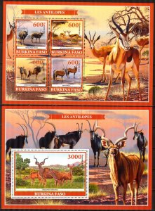 Burkina Faso 2019 Animals Antelopes Sheet + S/S MNH